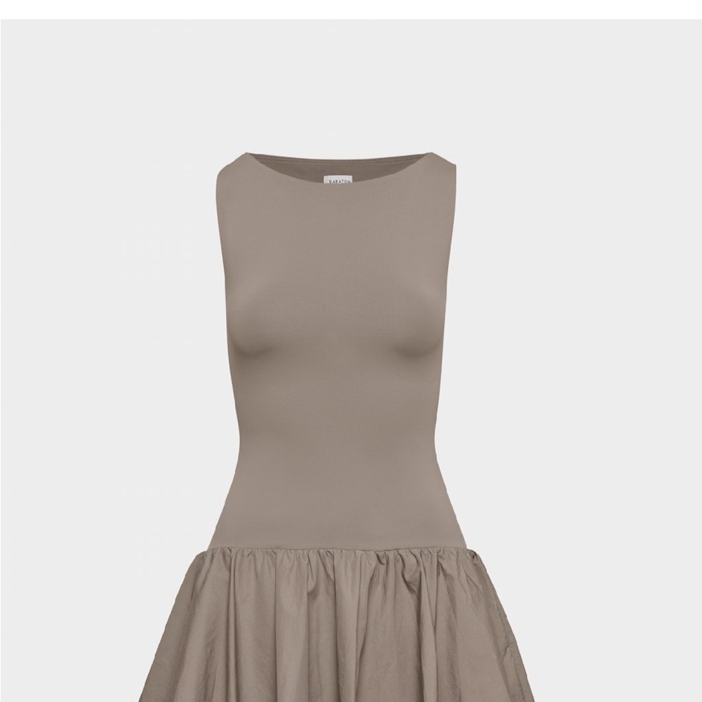 Aritzia Contour and cotton poplin micro Dress in Taupe